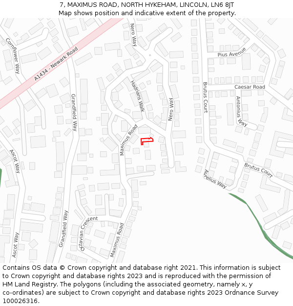 7, MAXIMUS ROAD, NORTH HYKEHAM, LINCOLN, LN6 8JT: Location map and indicative extent of plot