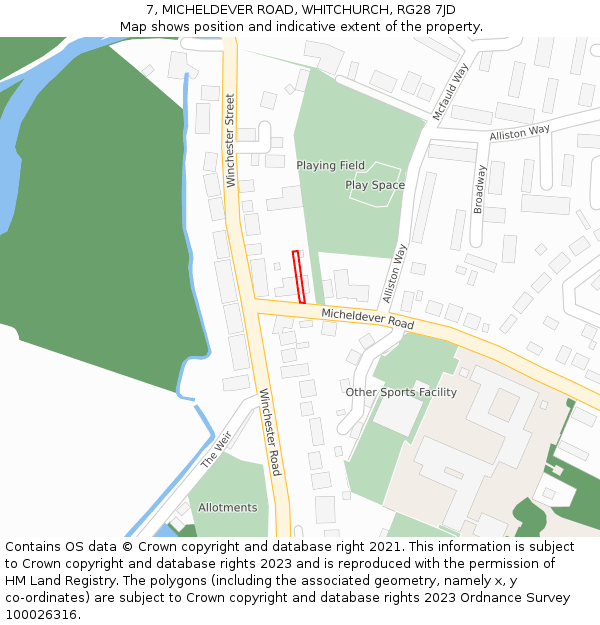 7, MICHELDEVER ROAD, WHITCHURCH, RG28 7JD: Location map and indicative extent of plot