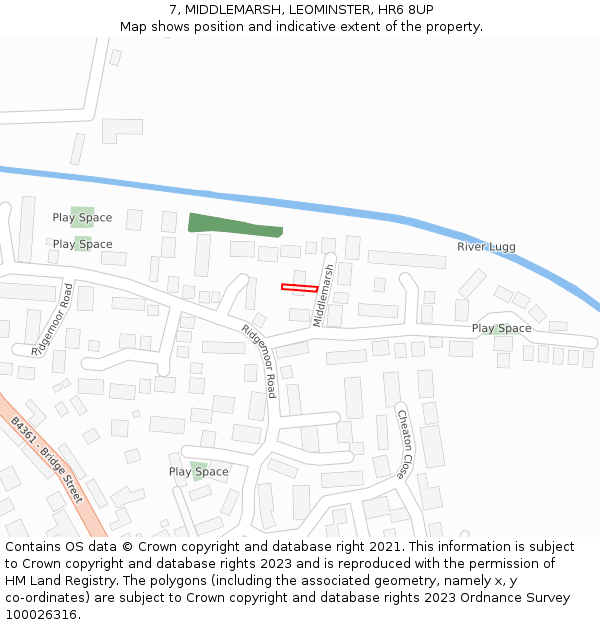 7, MIDDLEMARSH, LEOMINSTER, HR6 8UP: Location map and indicative extent of plot