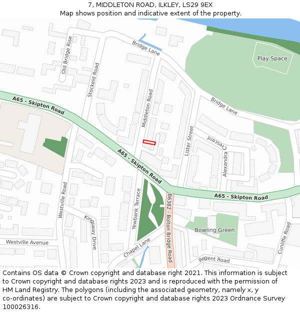 7, MIDDLETON ROAD, ILKLEY, LS29 9EX: Location map and indicative extent of plot