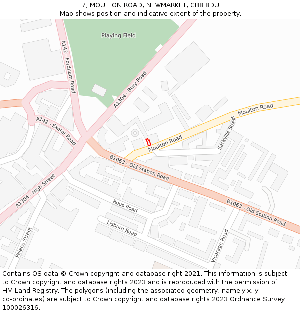 7, MOULTON ROAD, NEWMARKET, CB8 8DU: Location map and indicative extent of plot