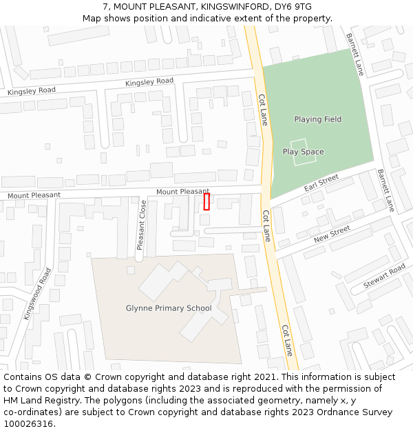 7, MOUNT PLEASANT, KINGSWINFORD, DY6 9TG: Location map and indicative extent of plot