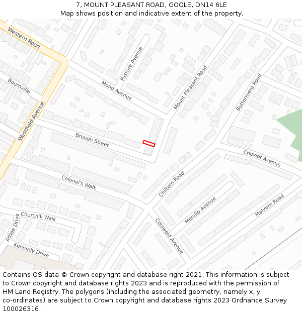 7, MOUNT PLEASANT ROAD, GOOLE, DN14 6LE: Location map and indicative extent of plot