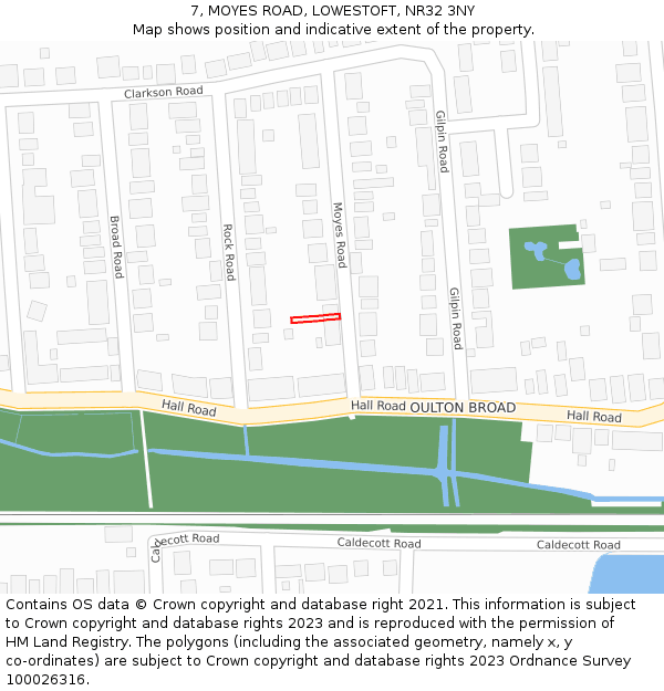 7, MOYES ROAD, LOWESTOFT, NR32 3NY: Location map and indicative extent of plot