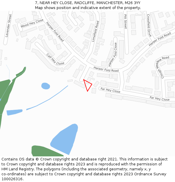 7, NEAR HEY CLOSE, RADCLIFFE, MANCHESTER, M26 3YY: Location map and indicative extent of plot