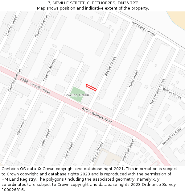7, NEVILLE STREET, CLEETHORPES, DN35 7PZ: Location map and indicative extent of plot