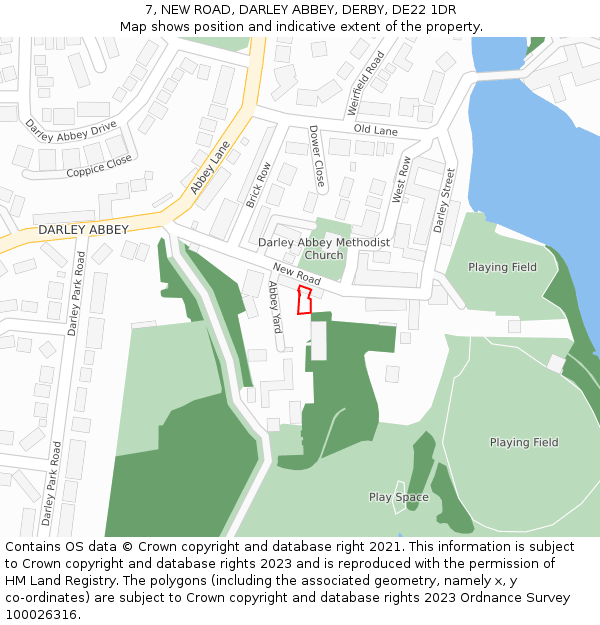 7, NEW ROAD, DARLEY ABBEY, DERBY, DE22 1DR: Location map and indicative extent of plot