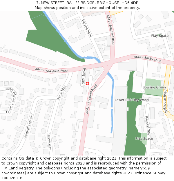 7, NEW STREET, BAILIFF BRIDGE, BRIGHOUSE, HD6 4DP: Location map and indicative extent of plot