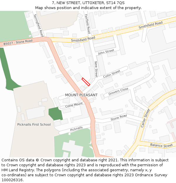 7, NEW STREET, UTTOXETER, ST14 7QS: Location map and indicative extent of plot