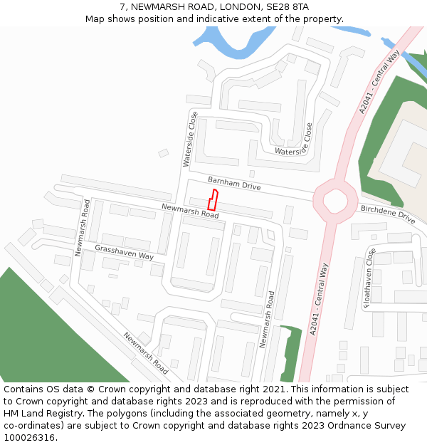 7, NEWMARSH ROAD, LONDON, SE28 8TA: Location map and indicative extent of plot