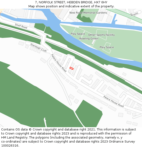 7, NORFOLK STREET, HEBDEN BRIDGE, HX7 6HY: Location map and indicative extent of plot