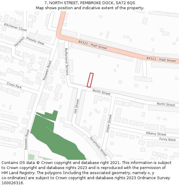 7, NORTH STREET, PEMBROKE DOCK, SA72 6QS: Location map and indicative extent of plot