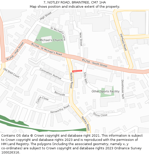 7, NOTLEY ROAD, BRAINTREE, CM7 1HA: Location map and indicative extent of plot