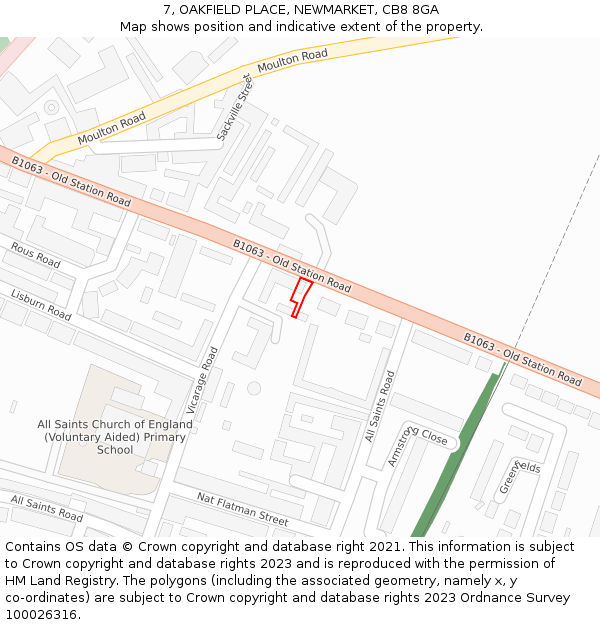 7, OAKFIELD PLACE, NEWMARKET, CB8 8GA: Location map and indicative extent of plot