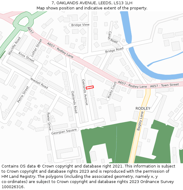 7, OAKLANDS AVENUE, LEEDS, LS13 1LH: Location map and indicative extent of plot