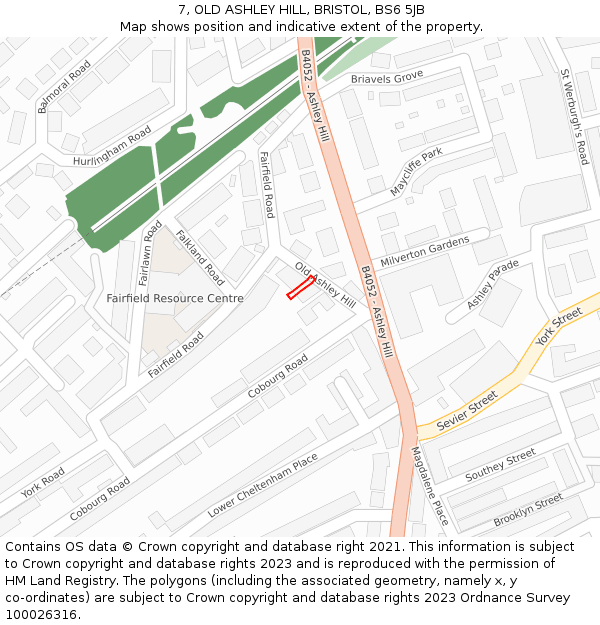 7, OLD ASHLEY HILL, BRISTOL, BS6 5JB: Location map and indicative extent of plot