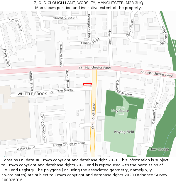 7, OLD CLOUGH LANE, WORSLEY, MANCHESTER, M28 3HQ: Location map and indicative extent of plot