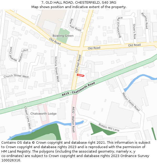 7, OLD HALL ROAD, CHESTERFIELD, S40 3RG: Location map and indicative extent of plot