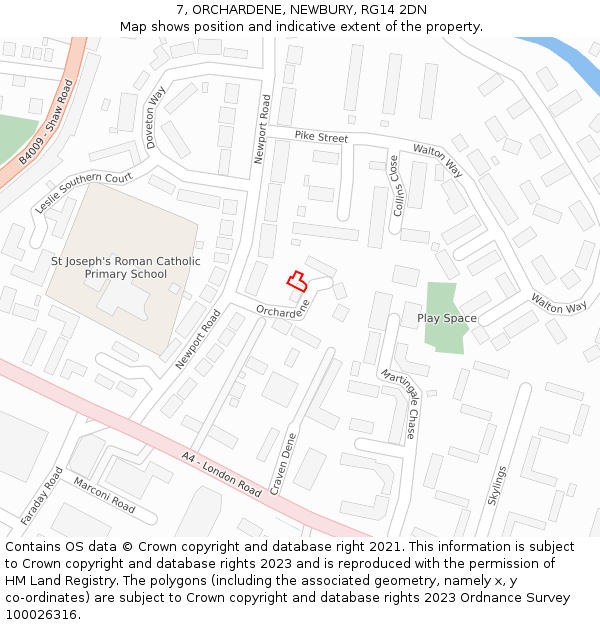 7, ORCHARDENE, NEWBURY, RG14 2DN: Location map and indicative extent of plot
