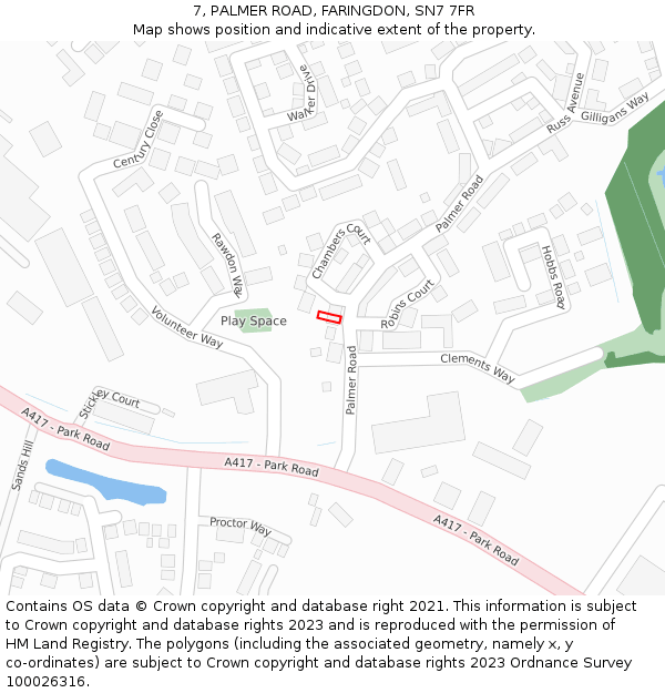 7, PALMER ROAD, FARINGDON, SN7 7FR: Location map and indicative extent of plot