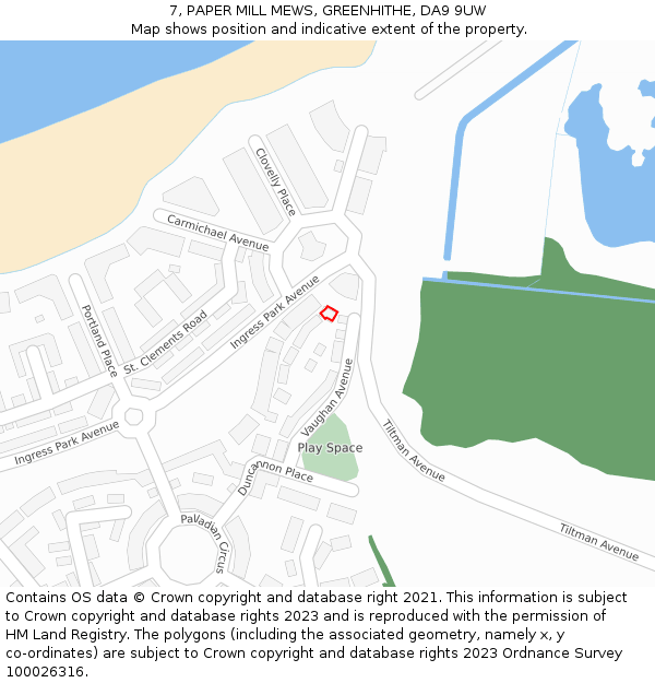 7, PAPER MILL MEWS, GREENHITHE, DA9 9UW: Location map and indicative extent of plot