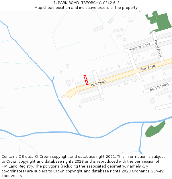 7, PARK ROAD, TREORCHY, CF42 6LF: Location map and indicative extent of plot