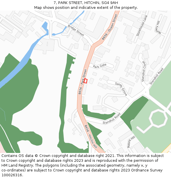 7, PARK STREET, HITCHIN, SG4 9AH: Location map and indicative extent of plot