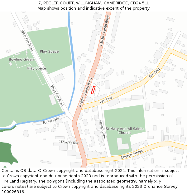 7, PEGLER COURT, WILLINGHAM, CAMBRIDGE, CB24 5LL: Location map and indicative extent of plot