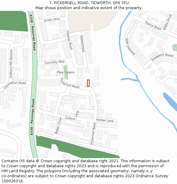 7, PICKERNELL ROAD, TIDWORTH, SP9 7FU: Location map and indicative extent of plot