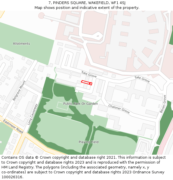 7, PINDERS SQUARE, WAKEFIELD, WF1 4SJ: Location map and indicative extent of plot
