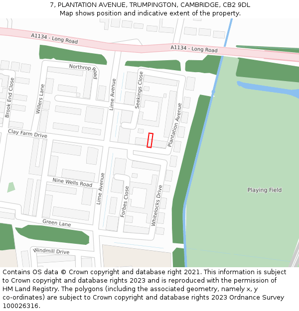 7, PLANTATION AVENUE, TRUMPINGTON, CAMBRIDGE, CB2 9DL: Location map and indicative extent of plot