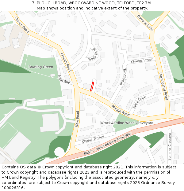 7, PLOUGH ROAD, WROCKWARDINE WOOD, TELFORD, TF2 7AL: Location map and indicative extent of plot