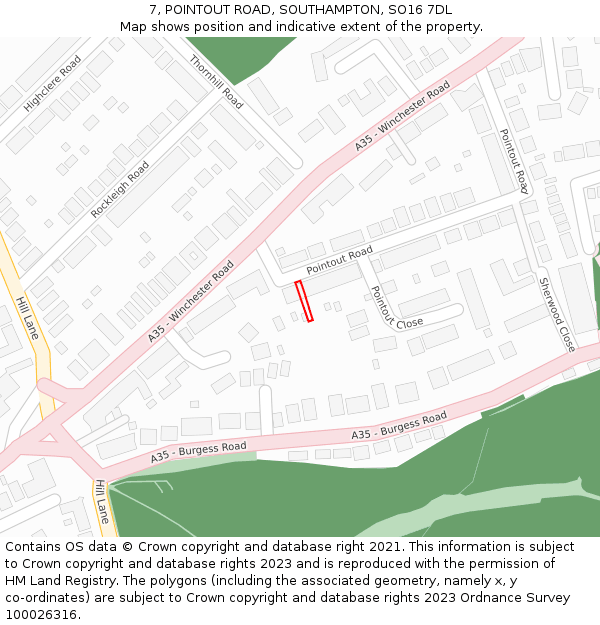 7, POINTOUT ROAD, SOUTHAMPTON, SO16 7DL: Location map and indicative extent of plot