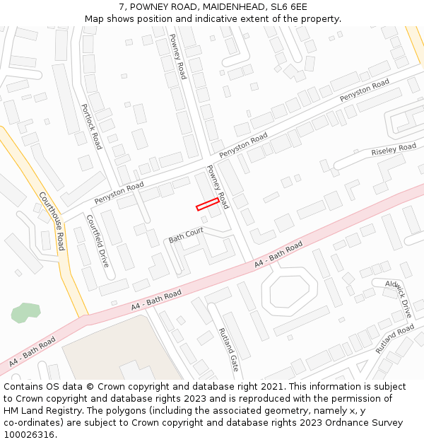 7, POWNEY ROAD, MAIDENHEAD, SL6 6EE: Location map and indicative extent of plot