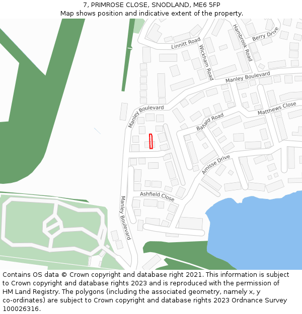 7, PRIMROSE CLOSE, SNODLAND, ME6 5FP: Location map and indicative extent of plot