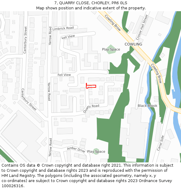 7, QUARRY CLOSE, CHORLEY, PR6 0LS: Location map and indicative extent of plot