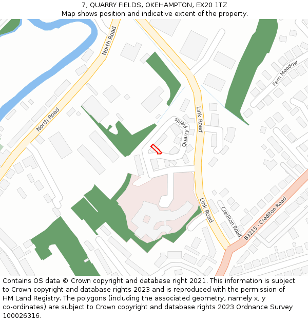 7, QUARRY FIELDS, OKEHAMPTON, EX20 1TZ: Location map and indicative extent of plot
