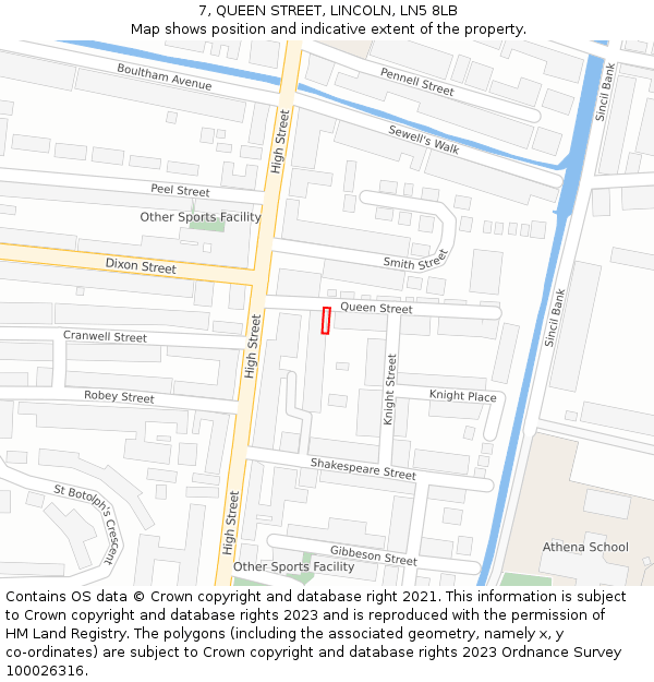 7, QUEEN STREET, LINCOLN, LN5 8LB: Location map and indicative extent of plot