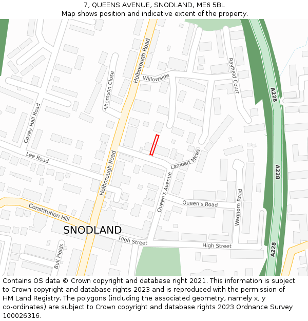7, QUEENS AVENUE, SNODLAND, ME6 5BL: Location map and indicative extent of plot