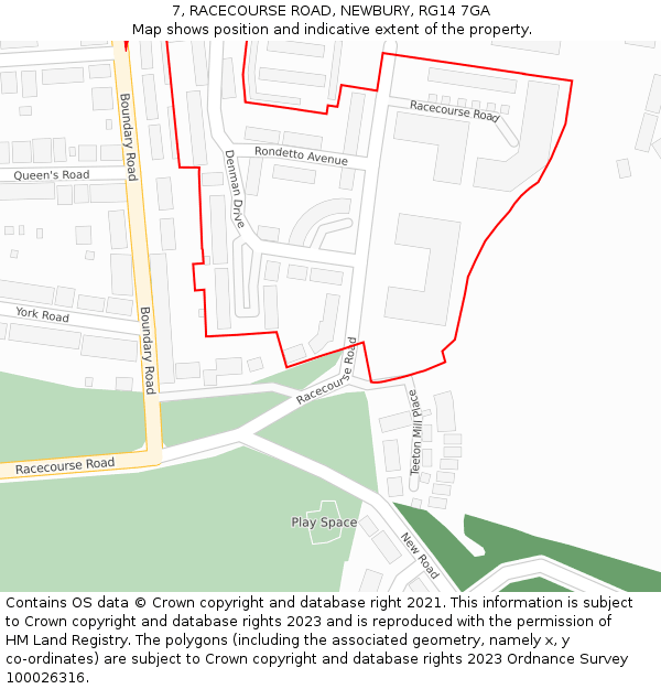 7, RACECOURSE ROAD, NEWBURY, RG14 7GA: Location map and indicative extent of plot