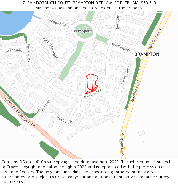 7, RAINBOROUGH COURT, BRAMPTON BIERLOW, ROTHERHAM, S63 6LR: Location map and indicative extent of plot