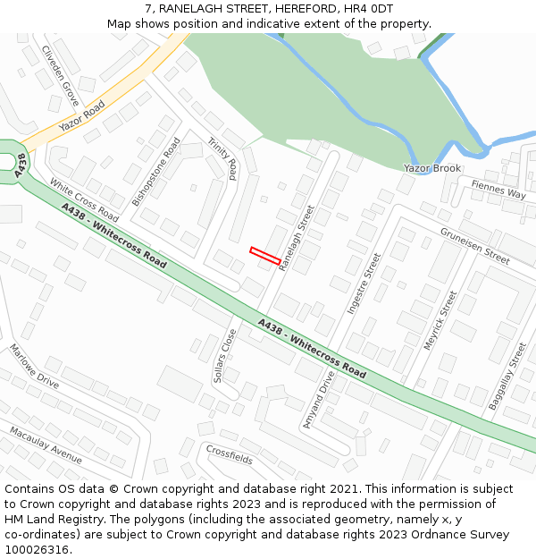 7, RANELAGH STREET, HEREFORD, HR4 0DT: Location map and indicative extent of plot