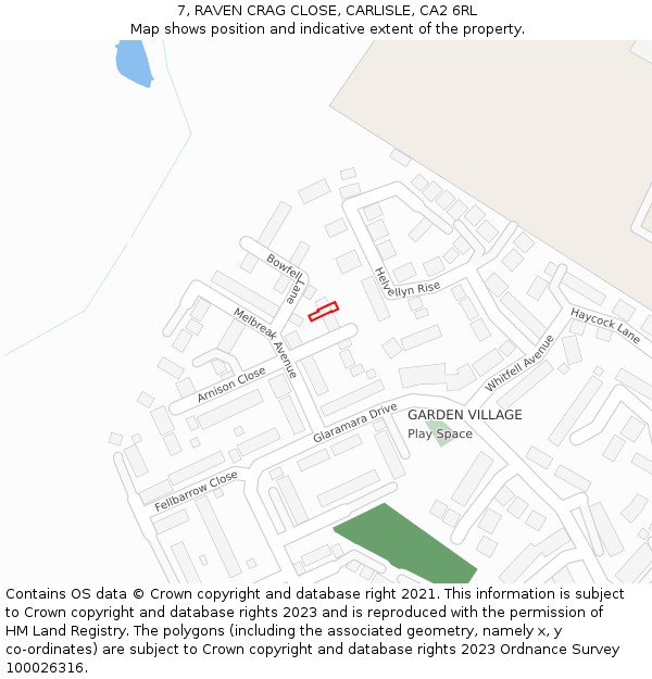 7, RAVEN CRAG CLOSE, CARLISLE, CA2 6RL: Location map and indicative extent of plot