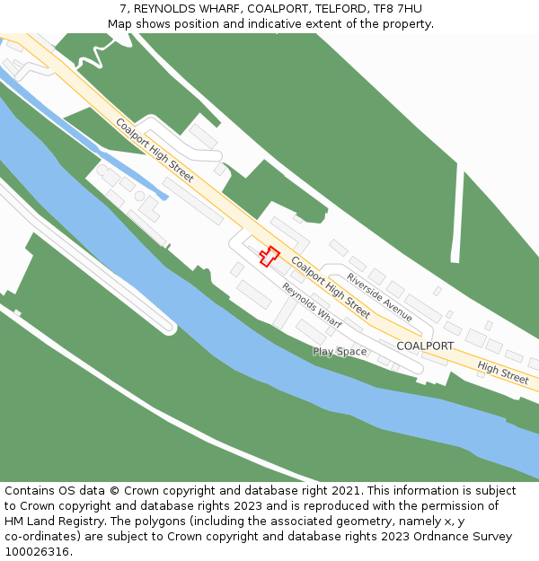 7, REYNOLDS WHARF, COALPORT, TELFORD, TF8 7HU: Location map and indicative extent of plot
