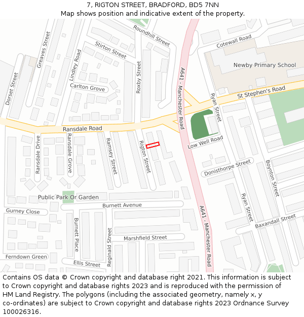 7, RIGTON STREET, BRADFORD, BD5 7NN: Location map and indicative extent of plot