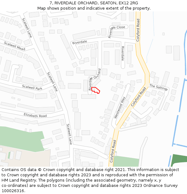 7, RIVERDALE ORCHARD, SEATON, EX12 2RG: Location map and indicative extent of plot