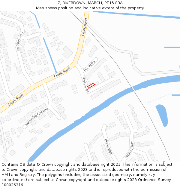 7, RIVERDOWN, MARCH, PE15 8RA: Location map and indicative extent of plot