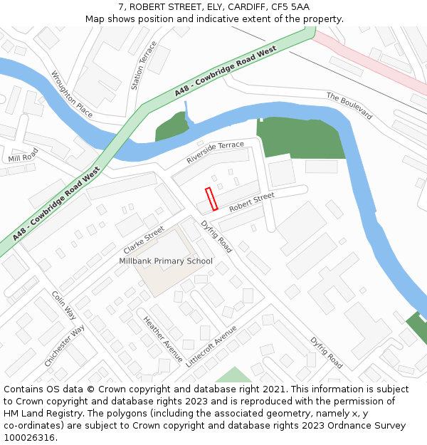 7, ROBERT STREET, ELY, CARDIFF, CF5 5AA: Location map and indicative extent of plot