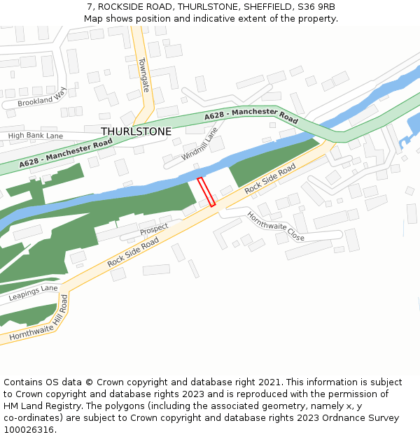 7, ROCKSIDE ROAD, THURLSTONE, SHEFFIELD, S36 9RB: Location map and indicative extent of plot
