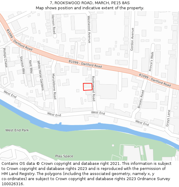7, ROOKSWOOD ROAD, MARCH, PE15 8AS: Location map and indicative extent of plot